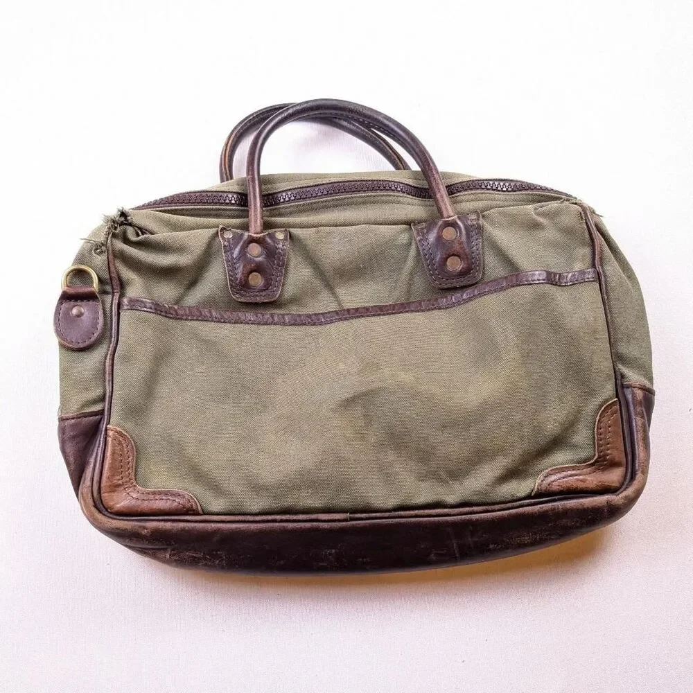 Duluth Pack Freelance Messenger Bag Breifcase Faded Green Distressed Canvas Bag